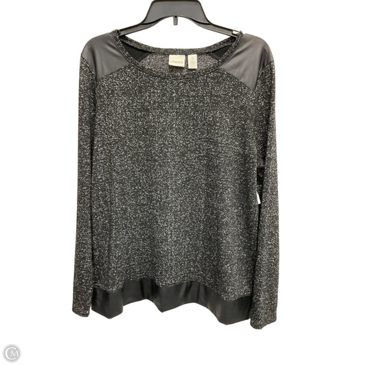 Top Long Sleeve By Chicos In Silver, Size: L
