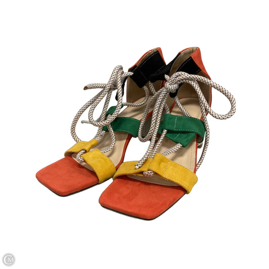 Sandals Heels Block By Clothes Mentor In Multi-colored, Size: 9.5