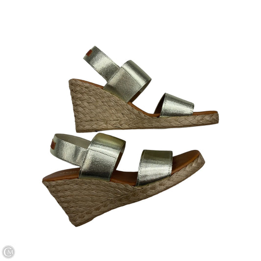 Sandals Heels Wedge By Cmb In Gold, Size: 6.5