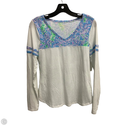 Top Long Sleeve Designer By Lilly Pulitzer In Blue & White, Size: S