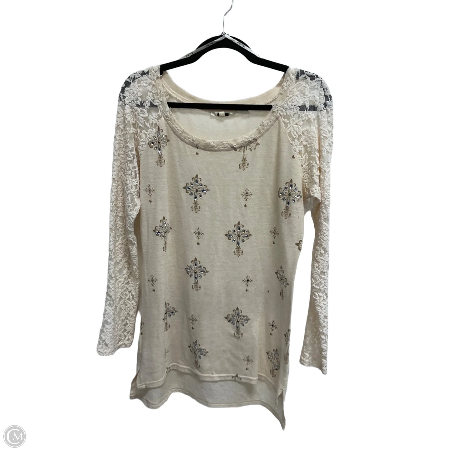 Top Long Sleeve By Miss Me In Cream, Size: Xl