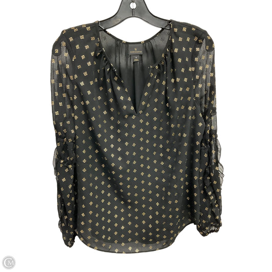Blouse Long Sleeve By Worthington In Black & Gold, Size: M
