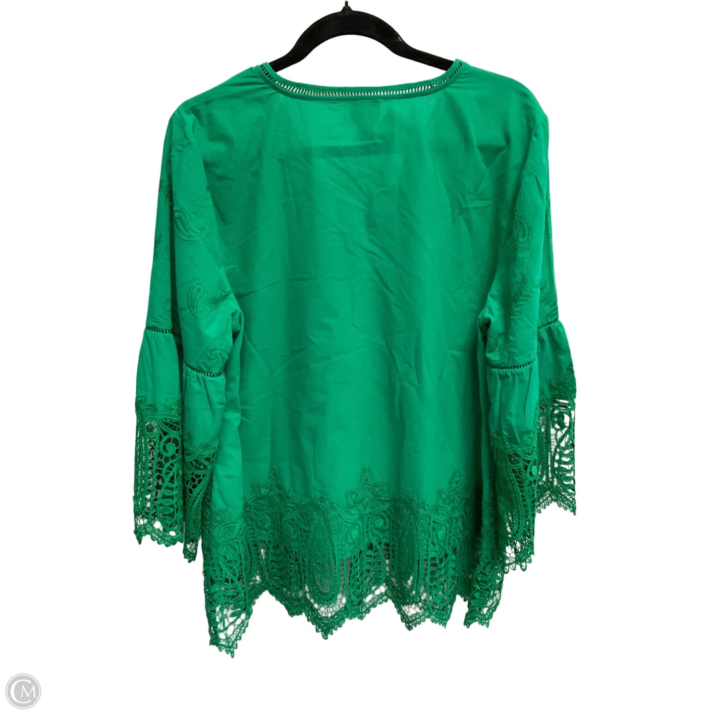 Blouse 3/4 Sleeve By Chicos In Green, Size: L