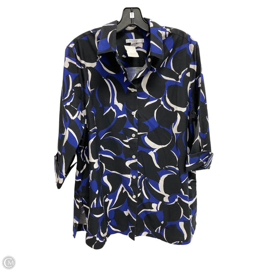 Tunic 3/4 Sleeve By Chicos In Black & Blue, Size: L
