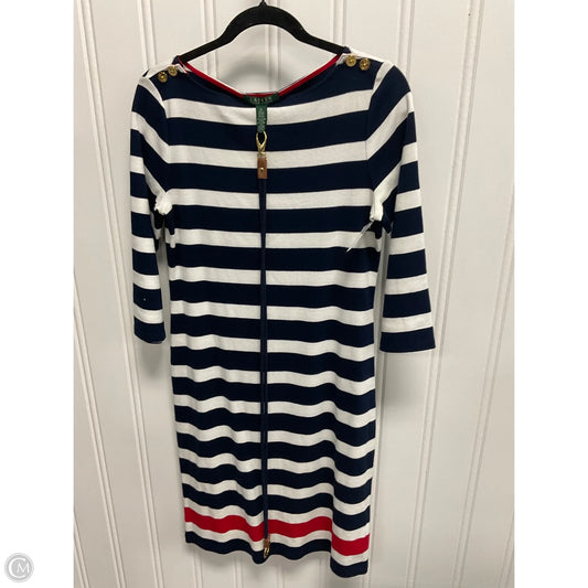 Dress Casual Midi By Lauren By Ralph Lauren In Striped Pattern, Size: M