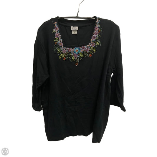 Top 3/4 Sleeve By Clothes Mentor In Black, Size: 2x