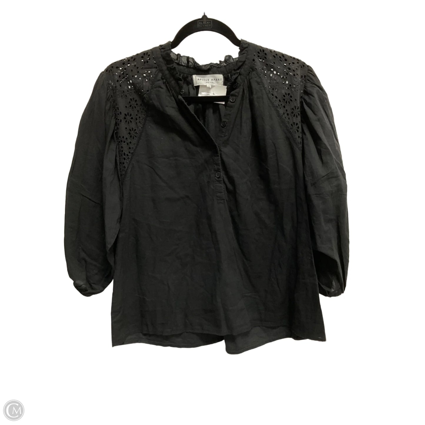Blouse 3/4 Sleeve By Clothes Mentor In Black, Size: M