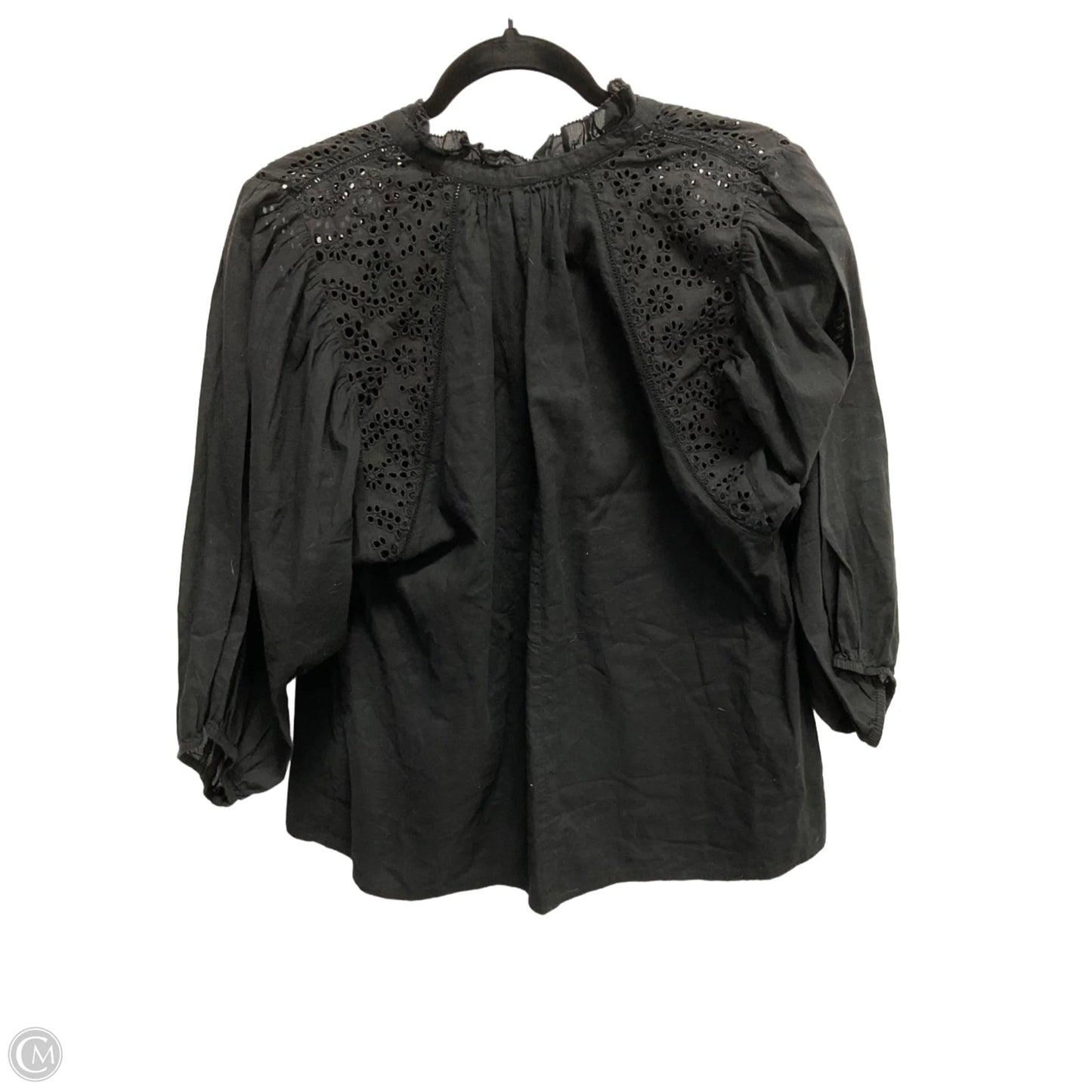 Blouse 3/4 Sleeve By Clothes Mentor In Black, Size: M