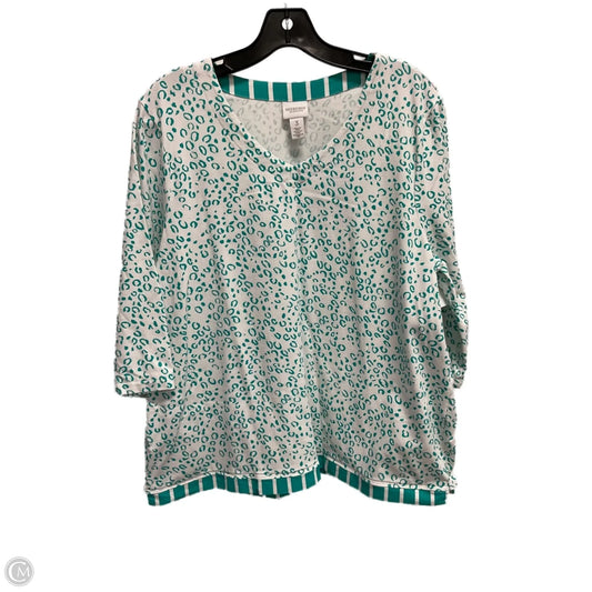Top 3/4 Sleeve Basic By Chicos In Teal, Size: Xl