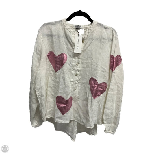 Blouse Long Sleeve By Cma In Pink & White, Size: Xl