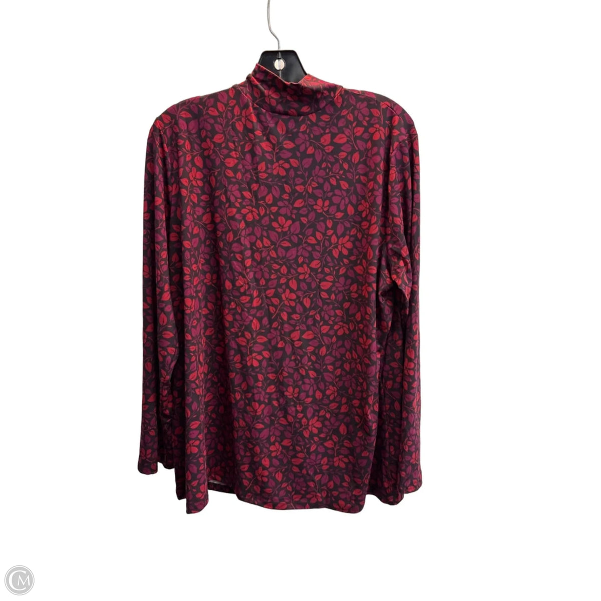 Top Long Sleeve Basic By Susan Graver In Floral Print, Size: 1x