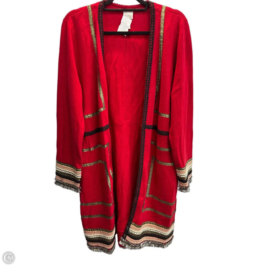 Sweater Cardigan By Chicos In Red, Size: Xl
