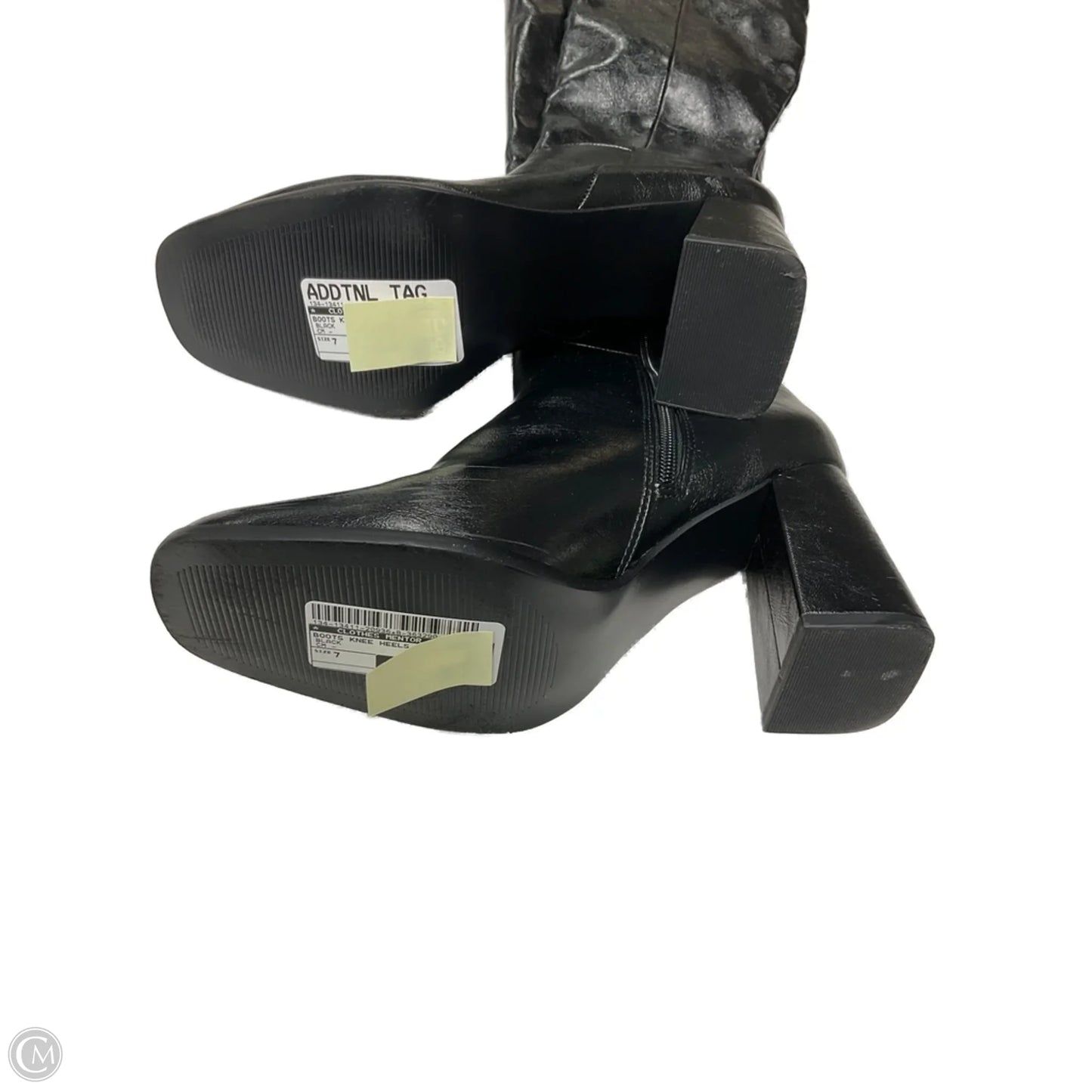 Boots Knee Heels By Clothes Mentor In Black, Size: 7
