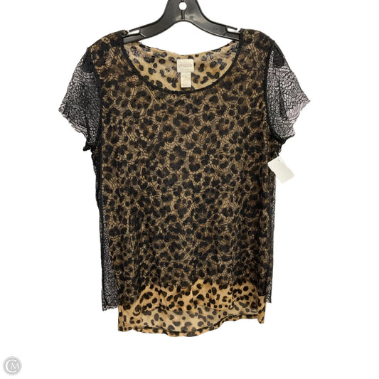 Top Short Sleeve By Chicos In Leopard Print, Size: M