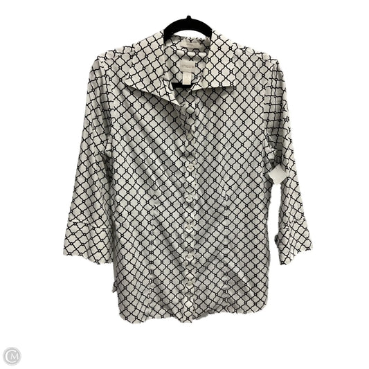 Blouse 3/4 Sleeve By Chicos In Geometric Pattern, Size: M