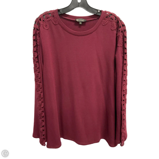 Top Long Sleeve By Dg2 In Maroon, Size: Xl