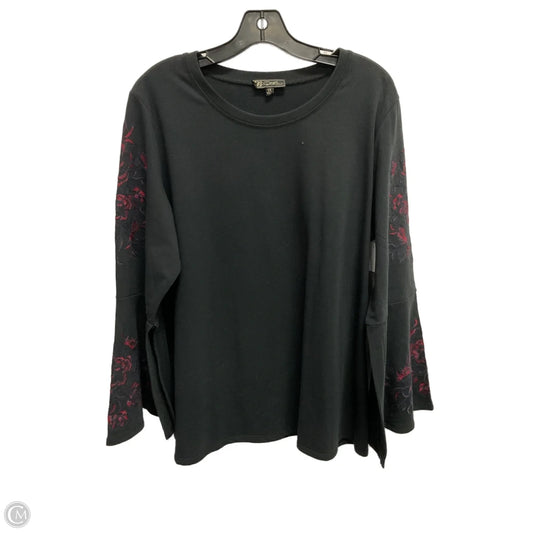 Top Long Sleeve By Dg2 In Black, Size: 1x