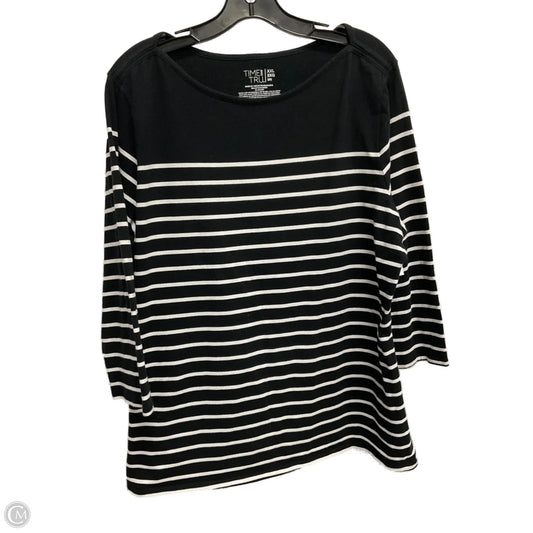 Top 3/4 Sleeve Basic By Time And Tru In Striped Pattern, Size: Xxl
