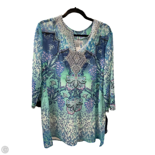 Top 3/4 Sleeve By Chicos In Multi-colored, Size: L