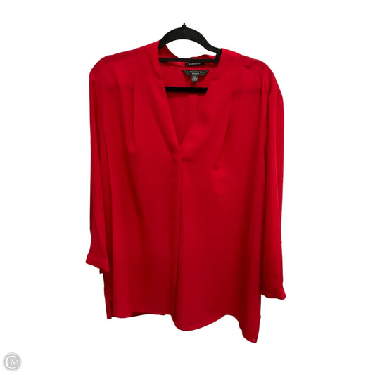 Blouse 3/4 Sleeve By Investments In Red, Size: 2x