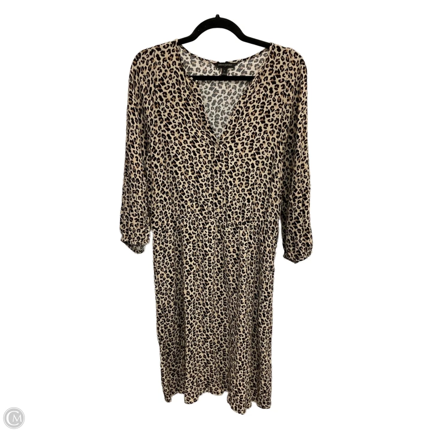 Dress Casual Midi By Banana Republic In Leopard Print, Size: L