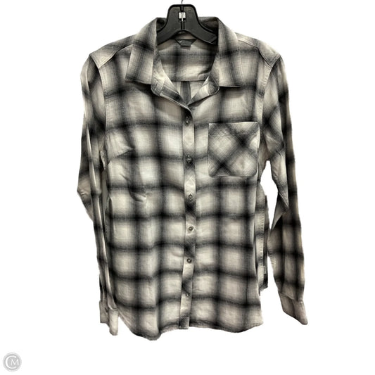 Top Long Sleeve By Eddie Bauer In Plaid Pattern, Size: M