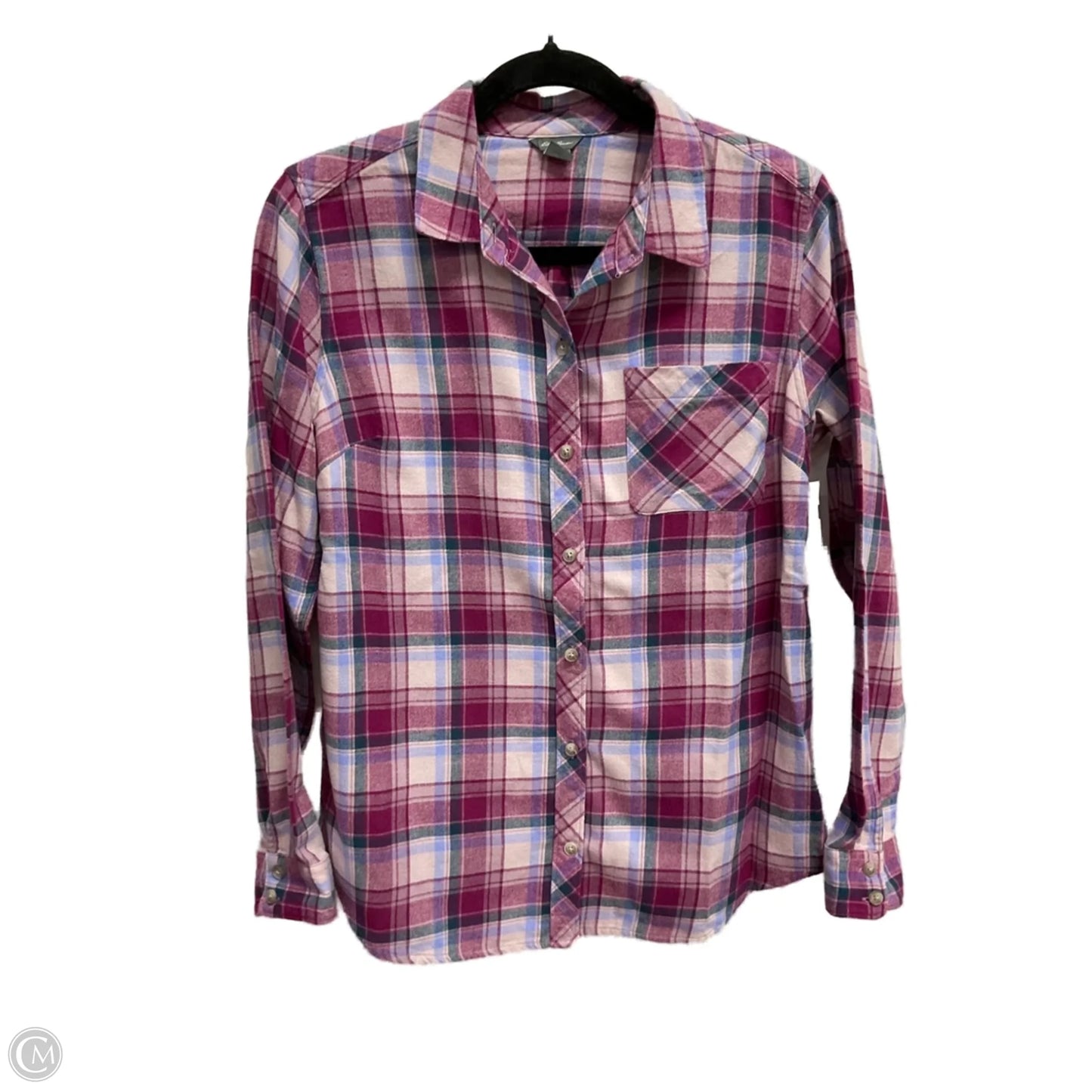 Top Long Sleeve By Eddie Bauer In Plaid Pattern, Size: M