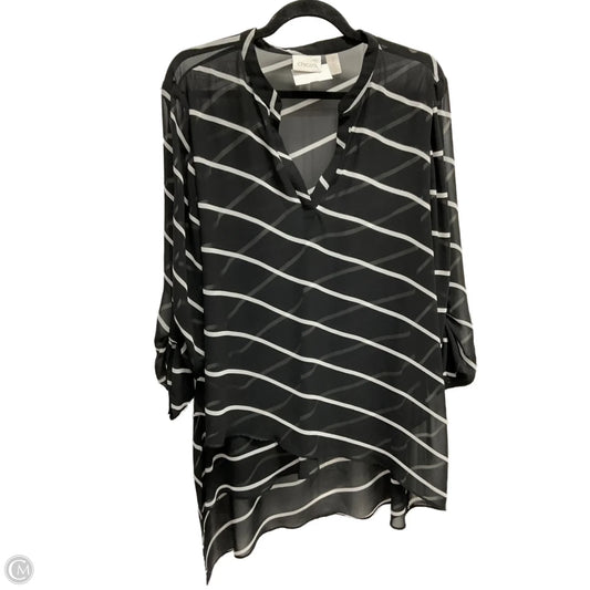 Top 3/4 Sleeve By Chicos In Striped Pattern, Size: Xl