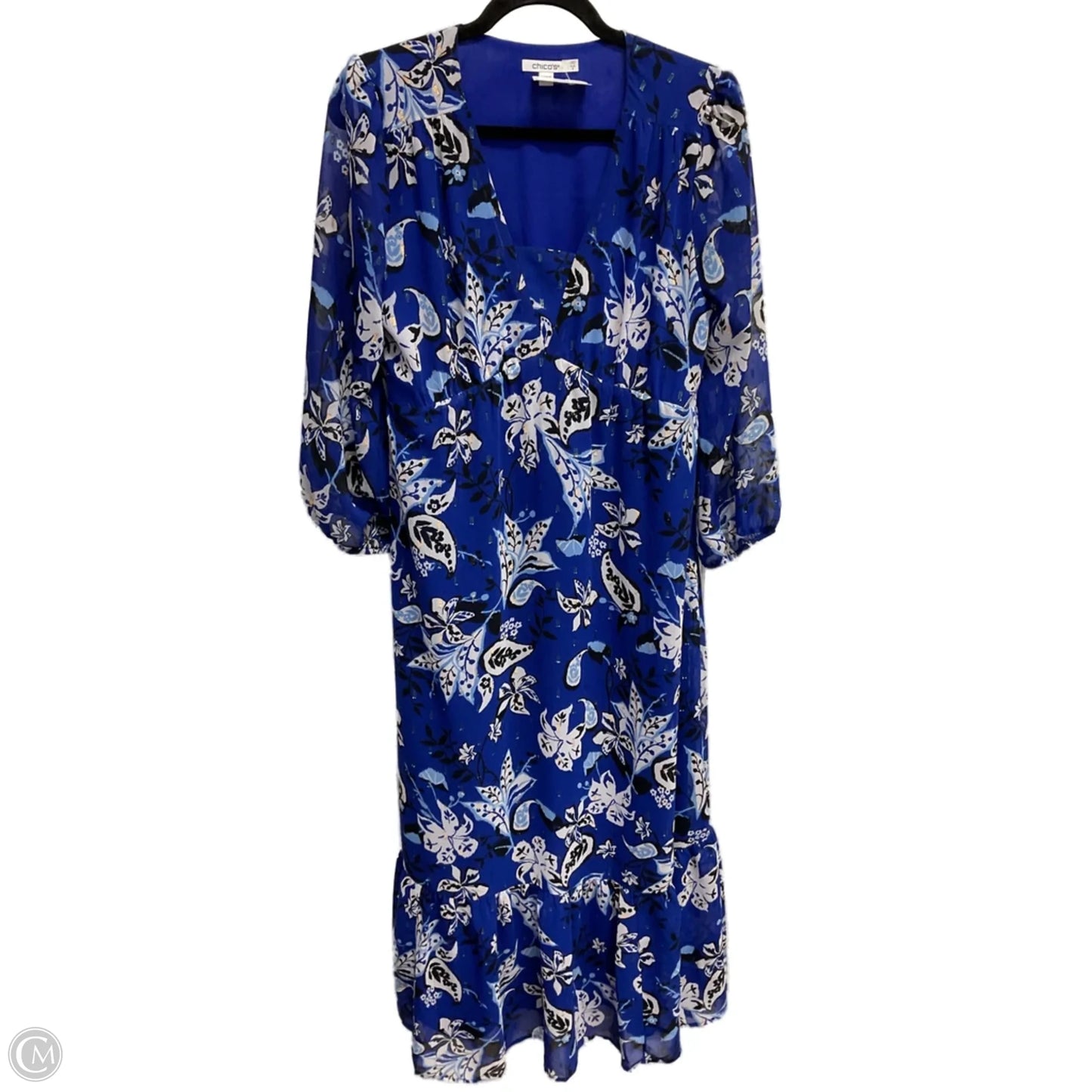 Dress Casual Maxi By Chicos In Blue, Size: Xs