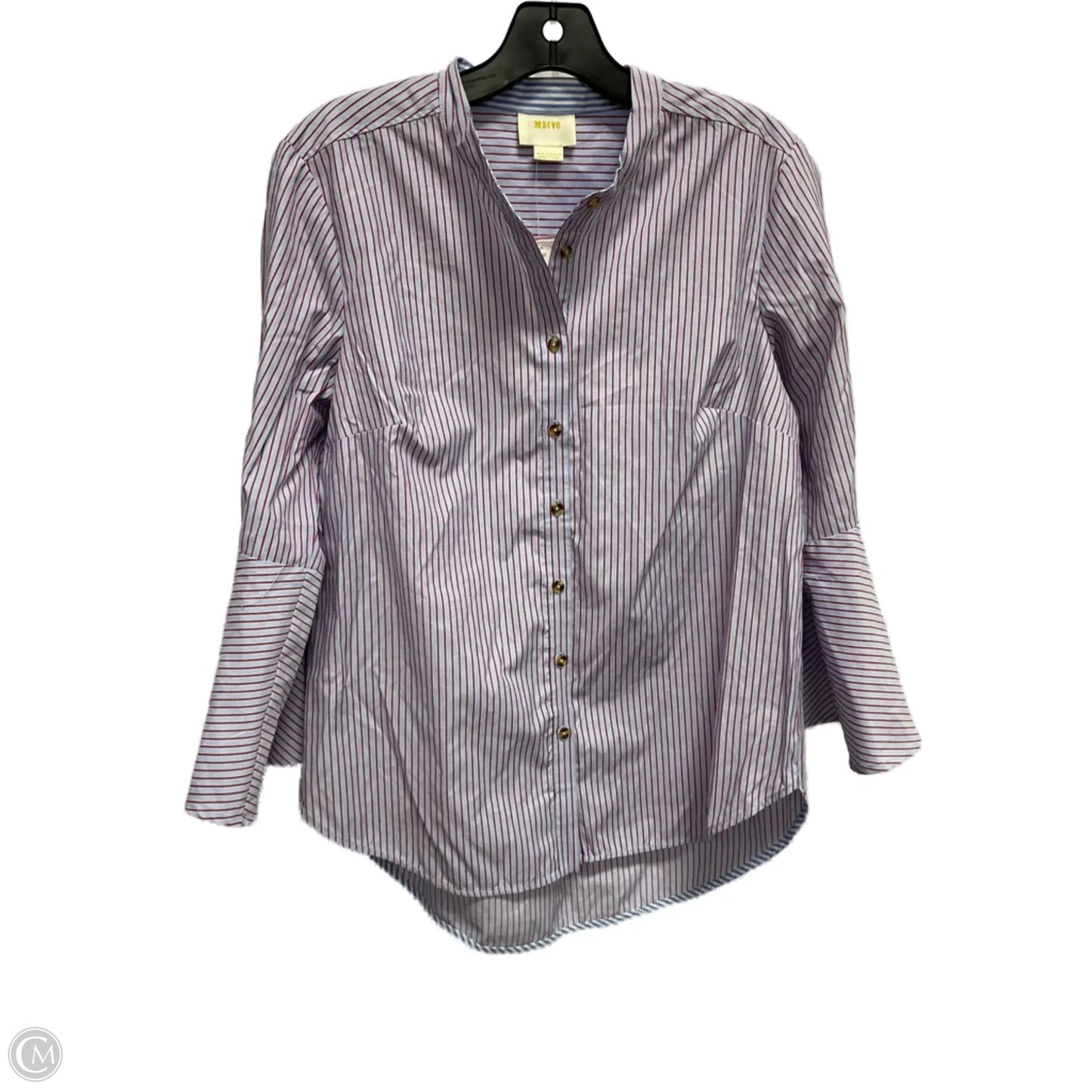 Blouse Long Sleeve By Maeve In Striped Pattern, Size: M