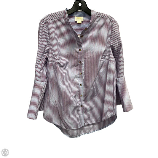 Blouse Long Sleeve By Maeve In Striped Pattern, Size: M