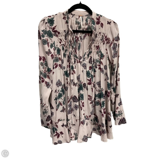 Blouse Long Sleeve By Free People In Floral Print, Size: Xs