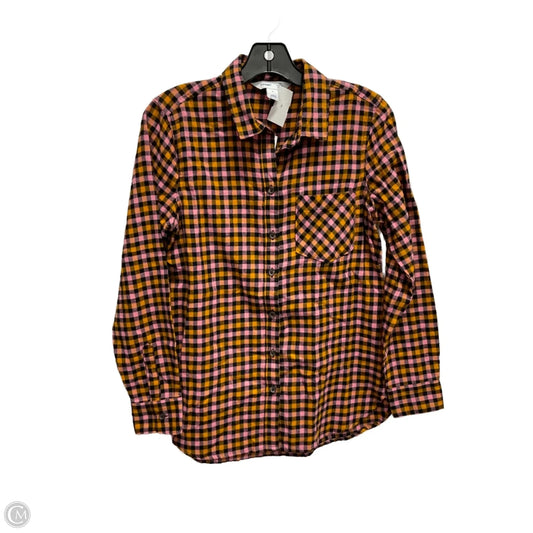 Top Long Sleeve By Old Navy In Checkered Pattern, Size: S