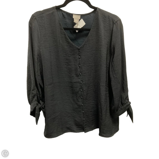 Blouse Long Sleeve By Chicos In Black, Size: L