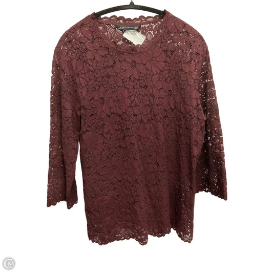 Top 3/4 Sleeve By Zara In Maroon, Size: S