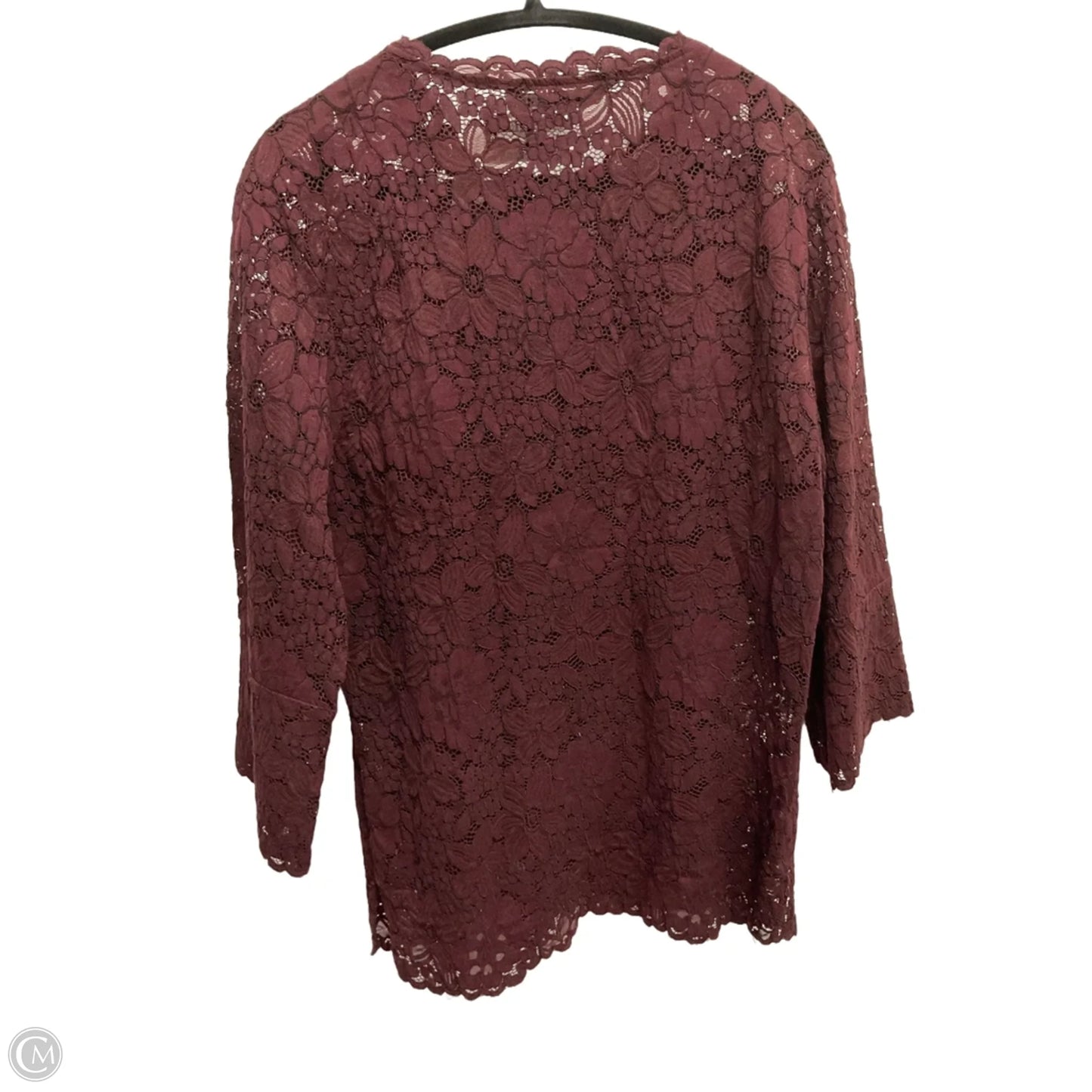 Top 3/4 Sleeve By Zara In Maroon, Size: S