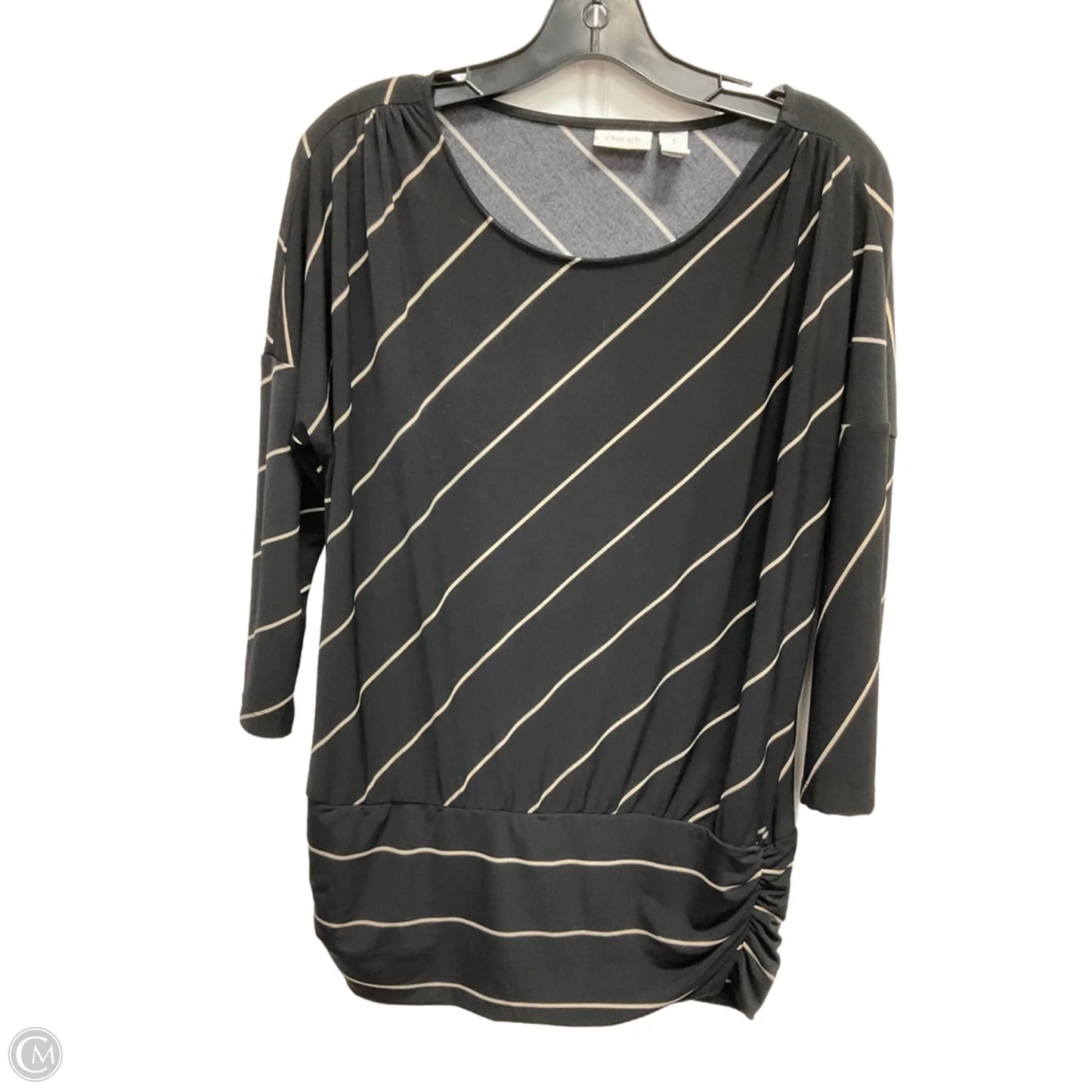 Top 3/4 Sleeve By Chicos In Striped Pattern, Size: M