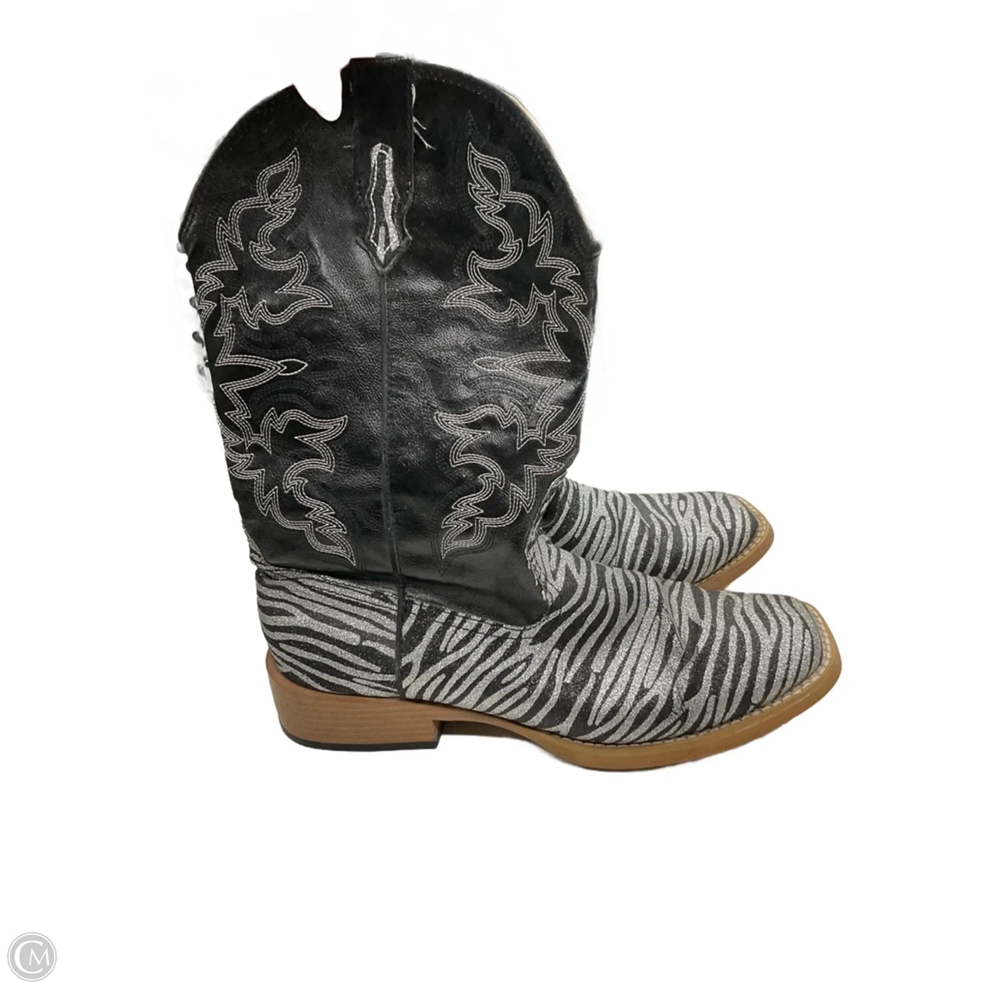 Boots Western By Roper In Zebra Print, Size: 9