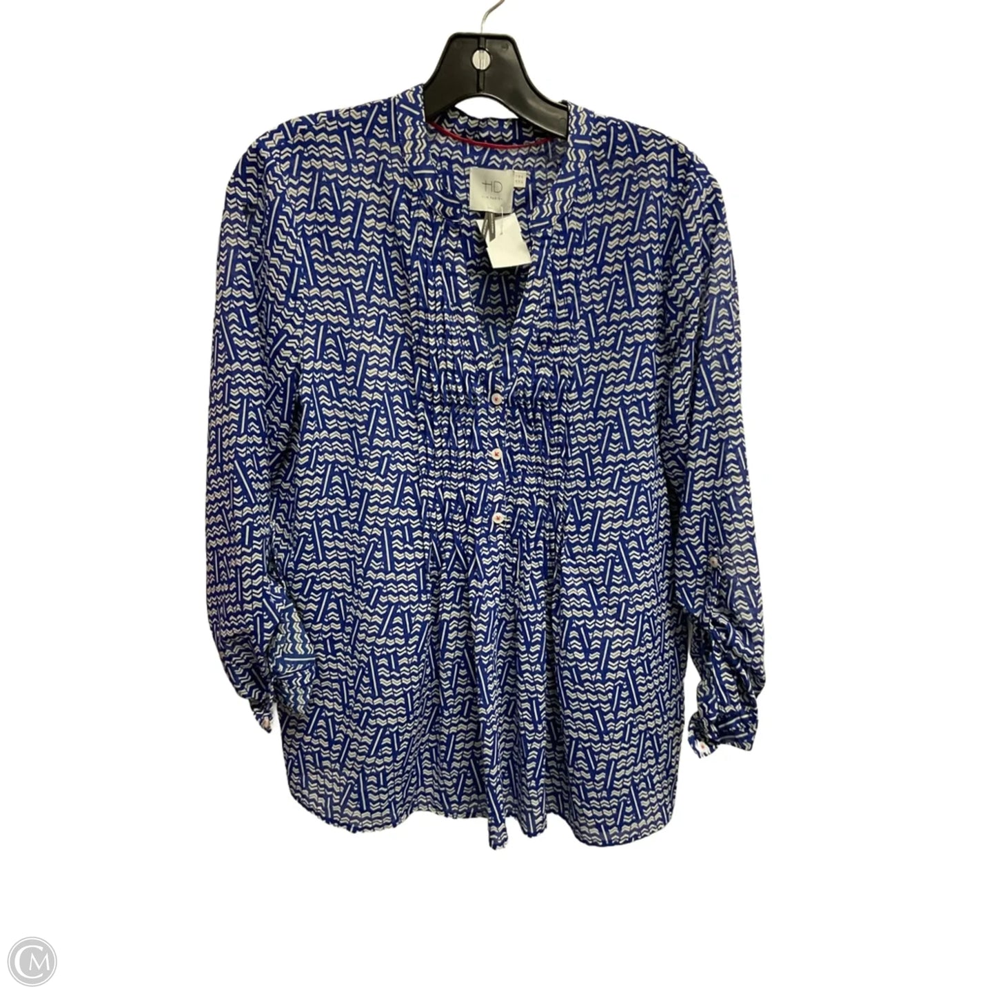 Blouse Long Sleeve By Hd In Paris In Geometric Pattern, Size: S