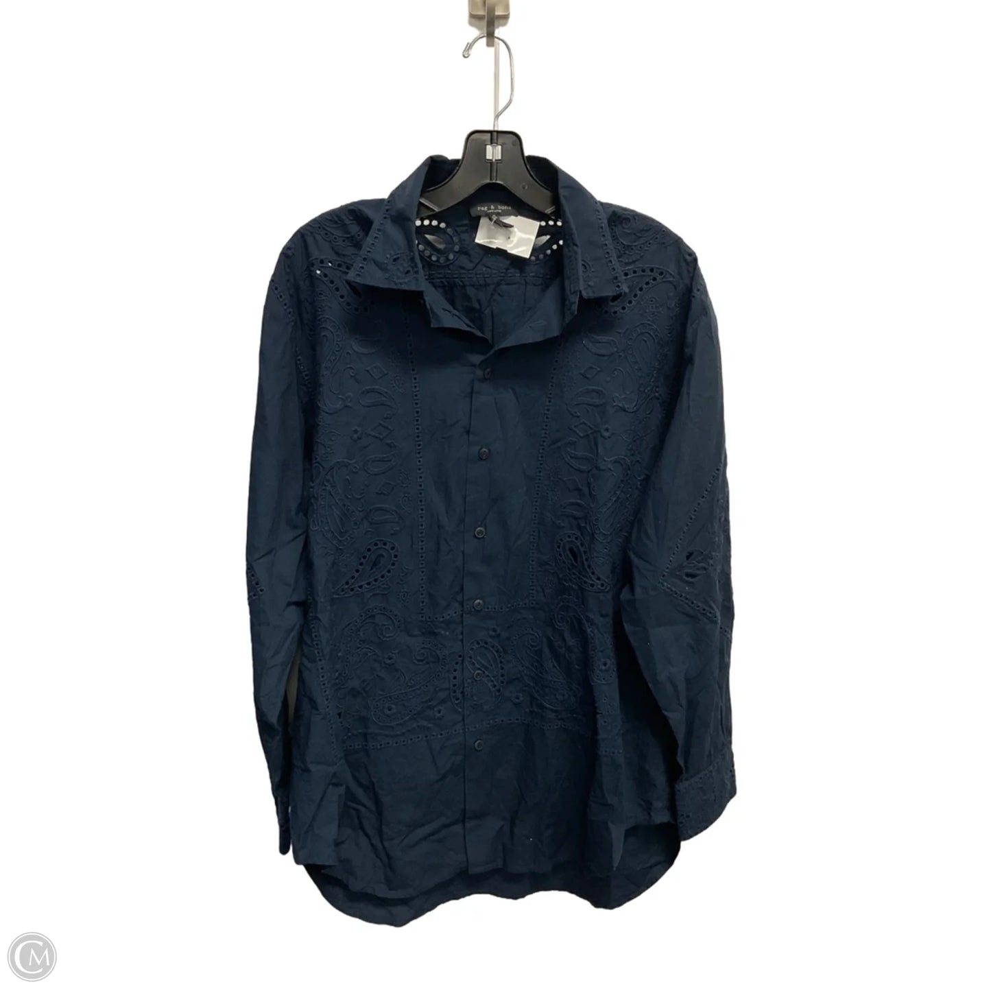 Blouse Long Sleeve By Rag And Bone In Navy, Size: M