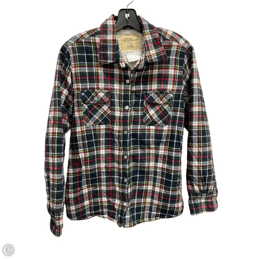 Jacket Shirt By Natural Reflections In Plaid Pattern, Size: L