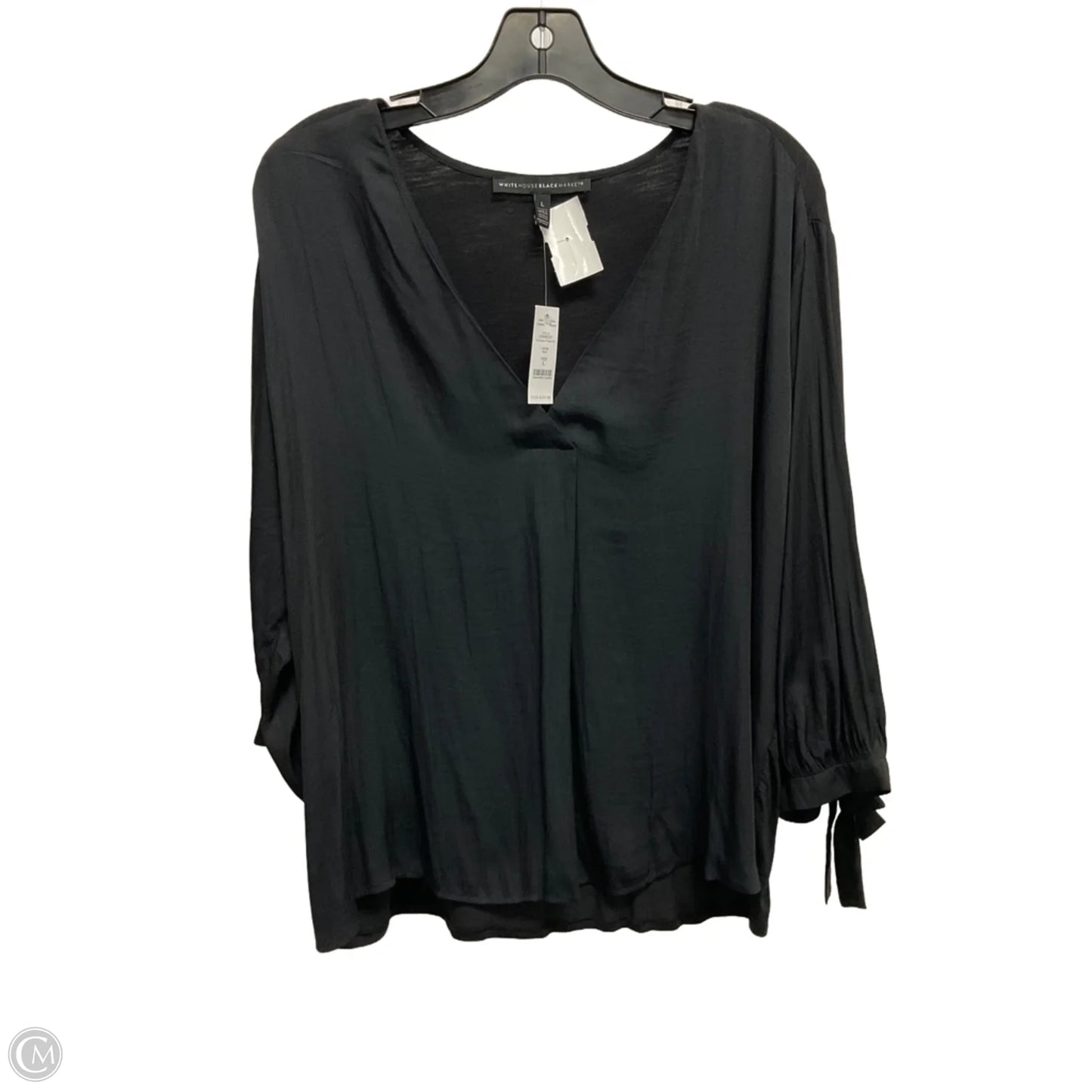 Blouse 3/4 Sleeve By White House Black Market In Black, Size: L