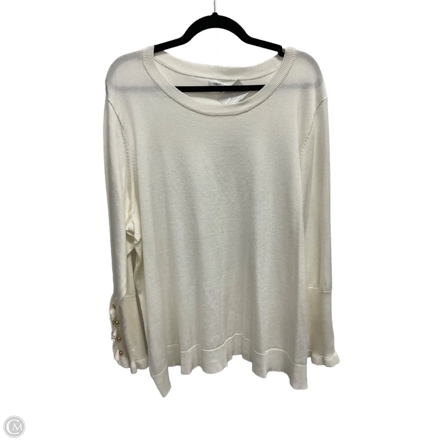 Sweater By Calvin Klein In White, Size: 2x