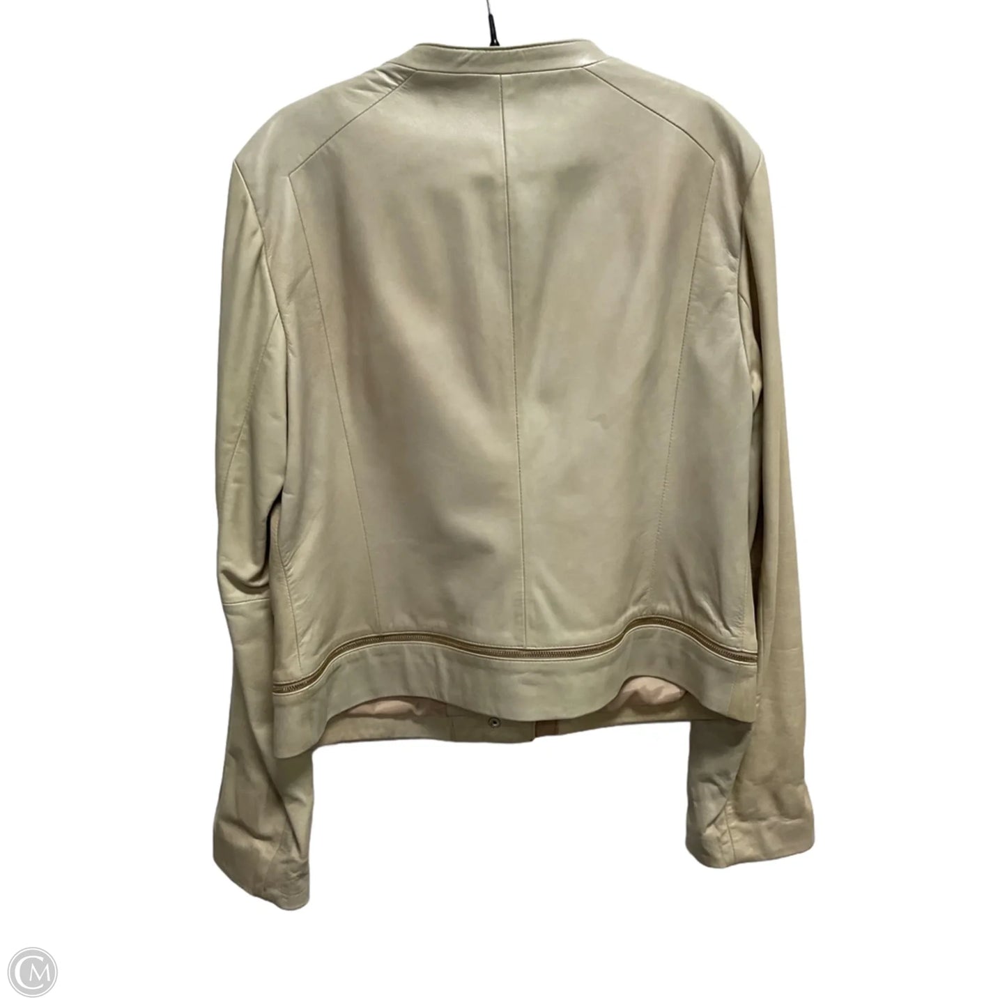 Jacket Moto Leather By Ann Taylor In Beige, Size: L