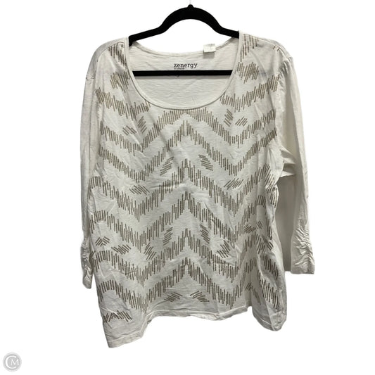 Top 3/4 Sleeve Basic By Chicos In White, Size: Xl