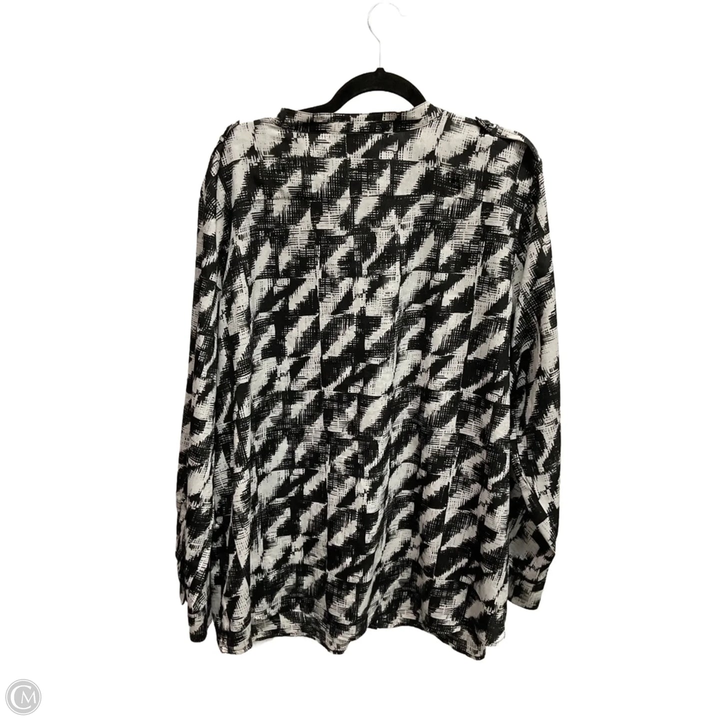 Blouse Long Sleeve By Calvin Klein In Black & White, Size: 2x