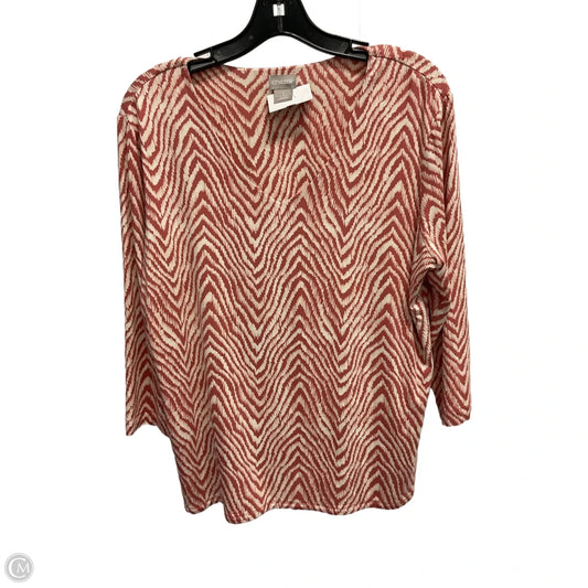 Top 3/4 Sleeve By Chicos In Pink, Size: L