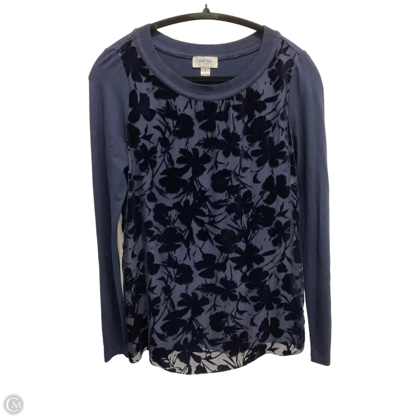 Top Long Sleeve By Per Se In Navy, Size: Xs