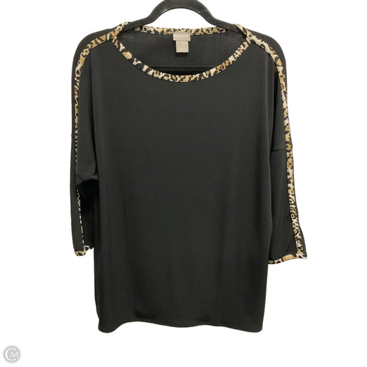Top 3/4 Sleeve By Chicos In Black, Size: L