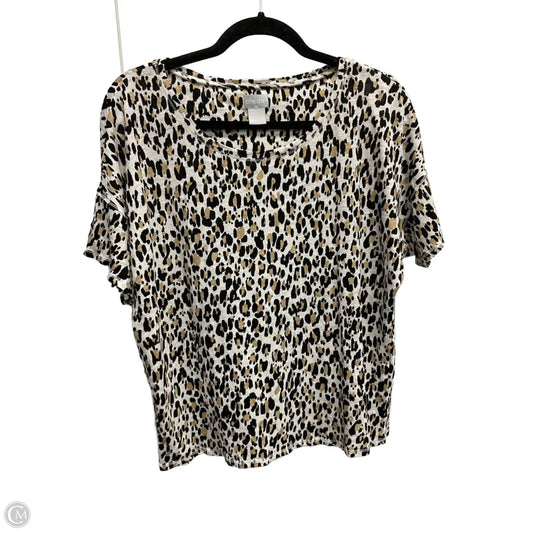 Top Short Sleeve Basic By Chicos In Leopard Print, Size: L
